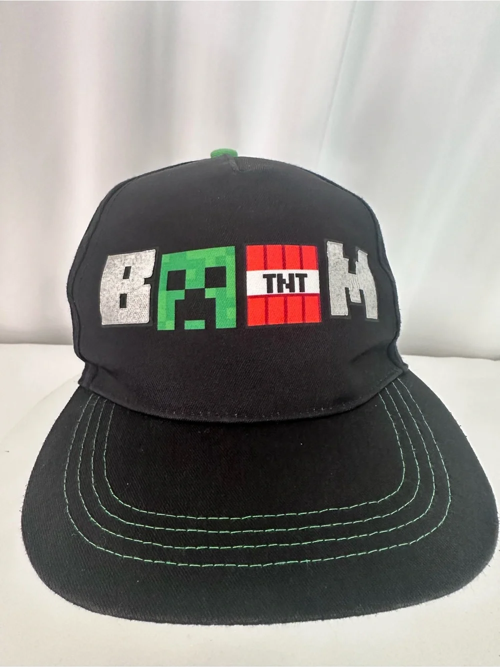 Minecraft BOOM TNT Creeper Youth Snapback Hat Black Green Adjustable (1435)